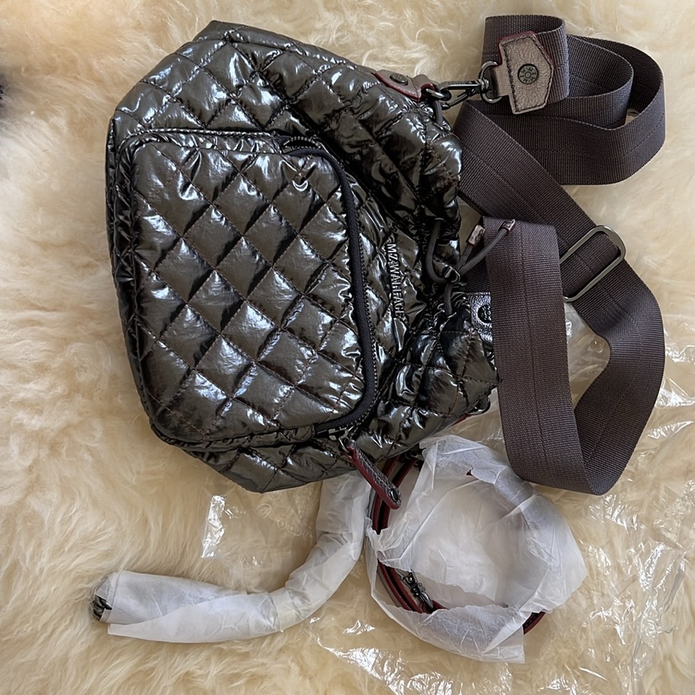 MZ Wallace Crosby Drawstring Bucket Bag-Anthracite Metallic